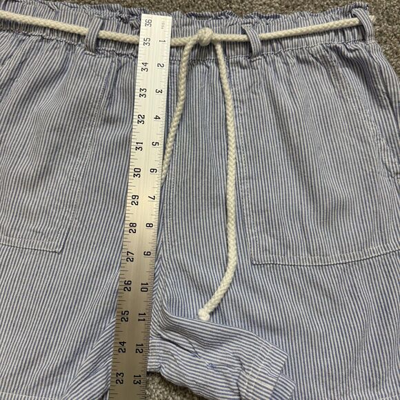 Alex & Jordan Shorts Womens Small Blue White Seersucker Rope Belt Linen Blend - Picture 9 of 10